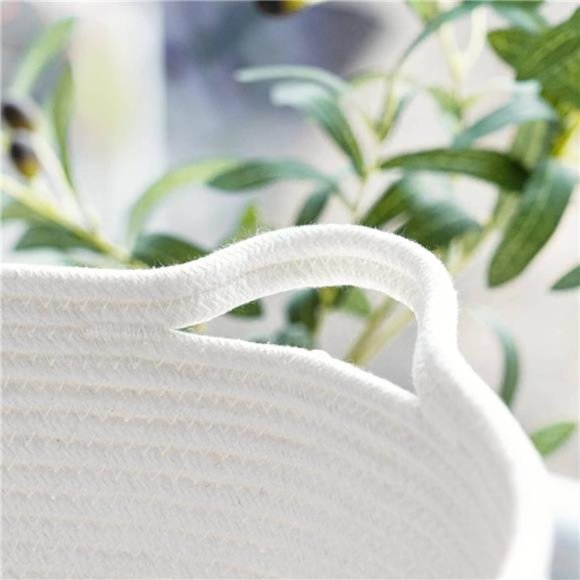 XXL Extra Large Cotton Rope Woven Basket, Throw Blanket Storage Basket w/ Handle - Picture 7 of 9